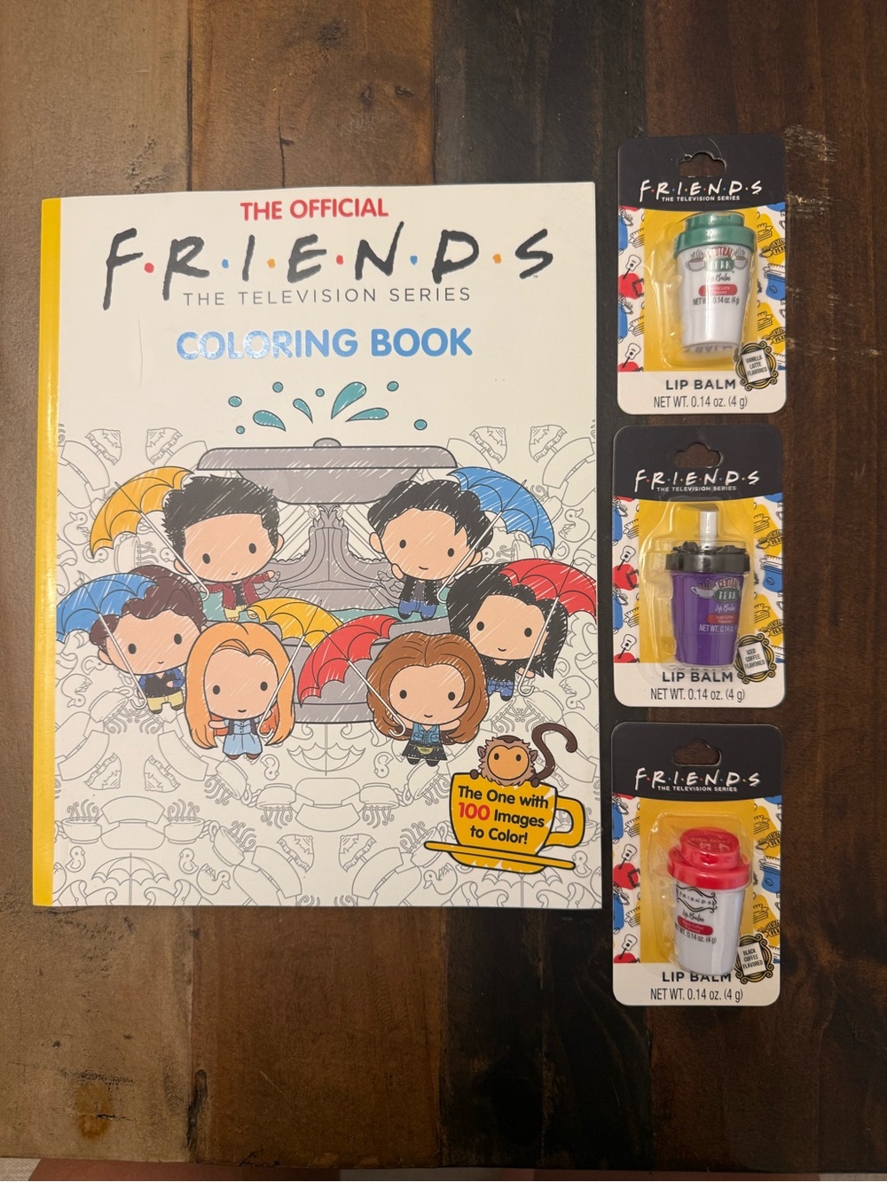 Friends TV Show Coloring Book Central Perk Lip Balm Bundle 4PC New